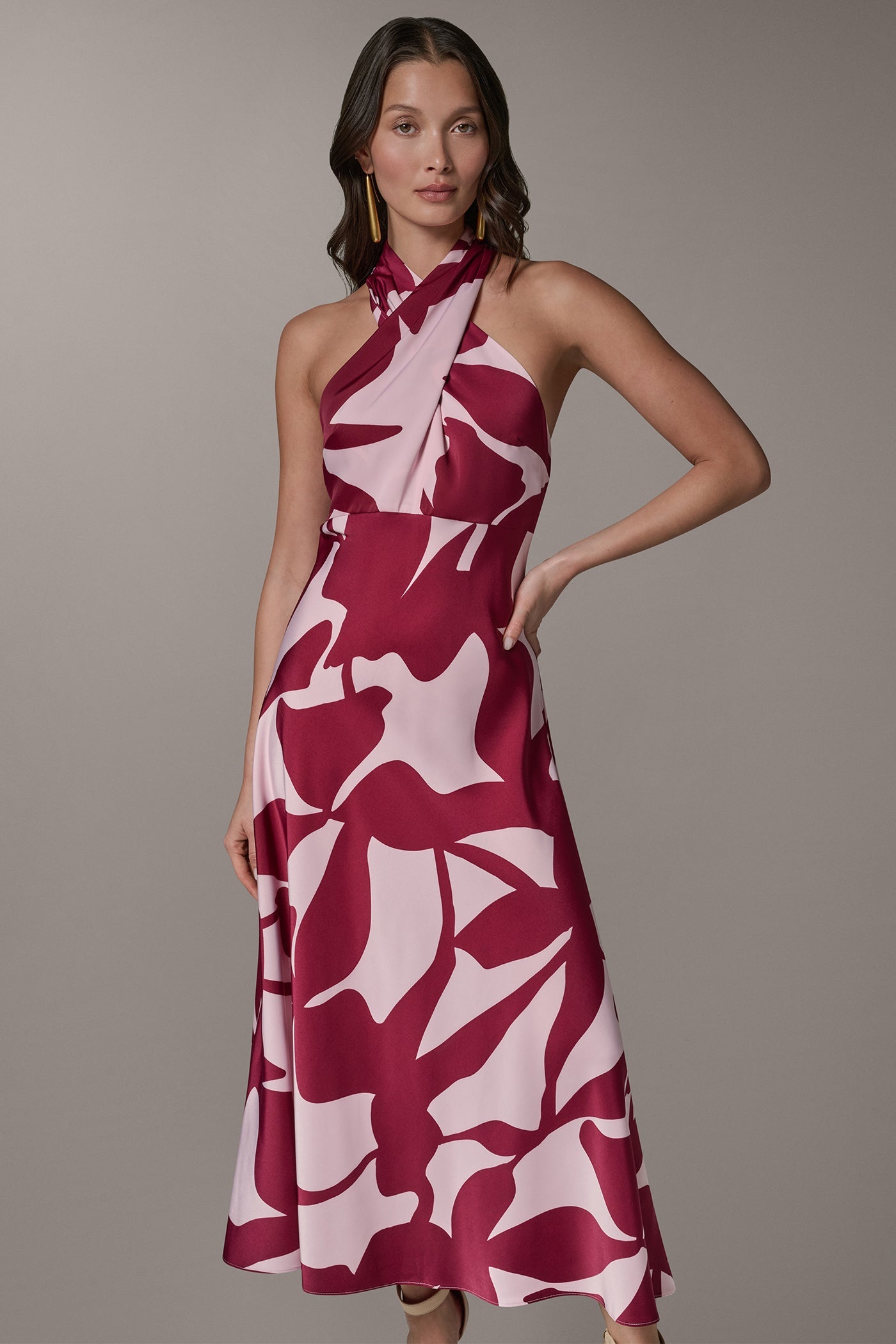 Donna Karan | SLEEVELESS HALTER NECK A-LINE DRESS