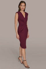 Donna Karan | SLEEVELESS SPLIT-FRONT MIDI SHEATH DRESS