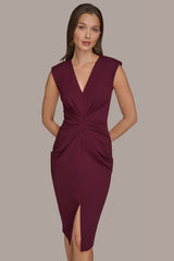 Donna Karan | SLEEVELESS SPLIT-FRONT MIDI SHEATH DRESS