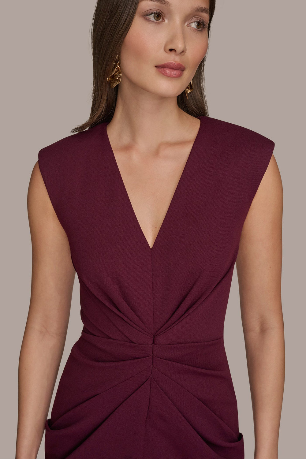 Donna Karan | SLEEVELESS SPLIT-FRONT MIDI SHEATH DRESS