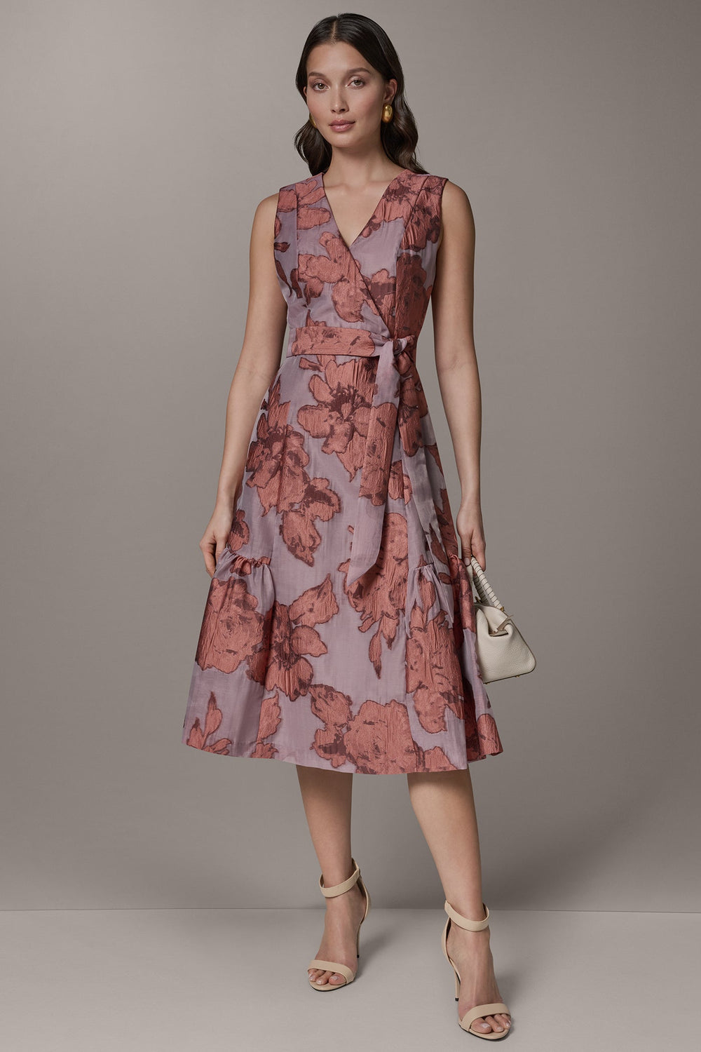 Donna Karan | SLEEVELESS FLORAL MIDI FIT AND FLARE DRESS