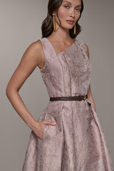 Donna Karan | SLEEVELESS ASYMMETRIC MIDI FIT AND FLARE DRESS