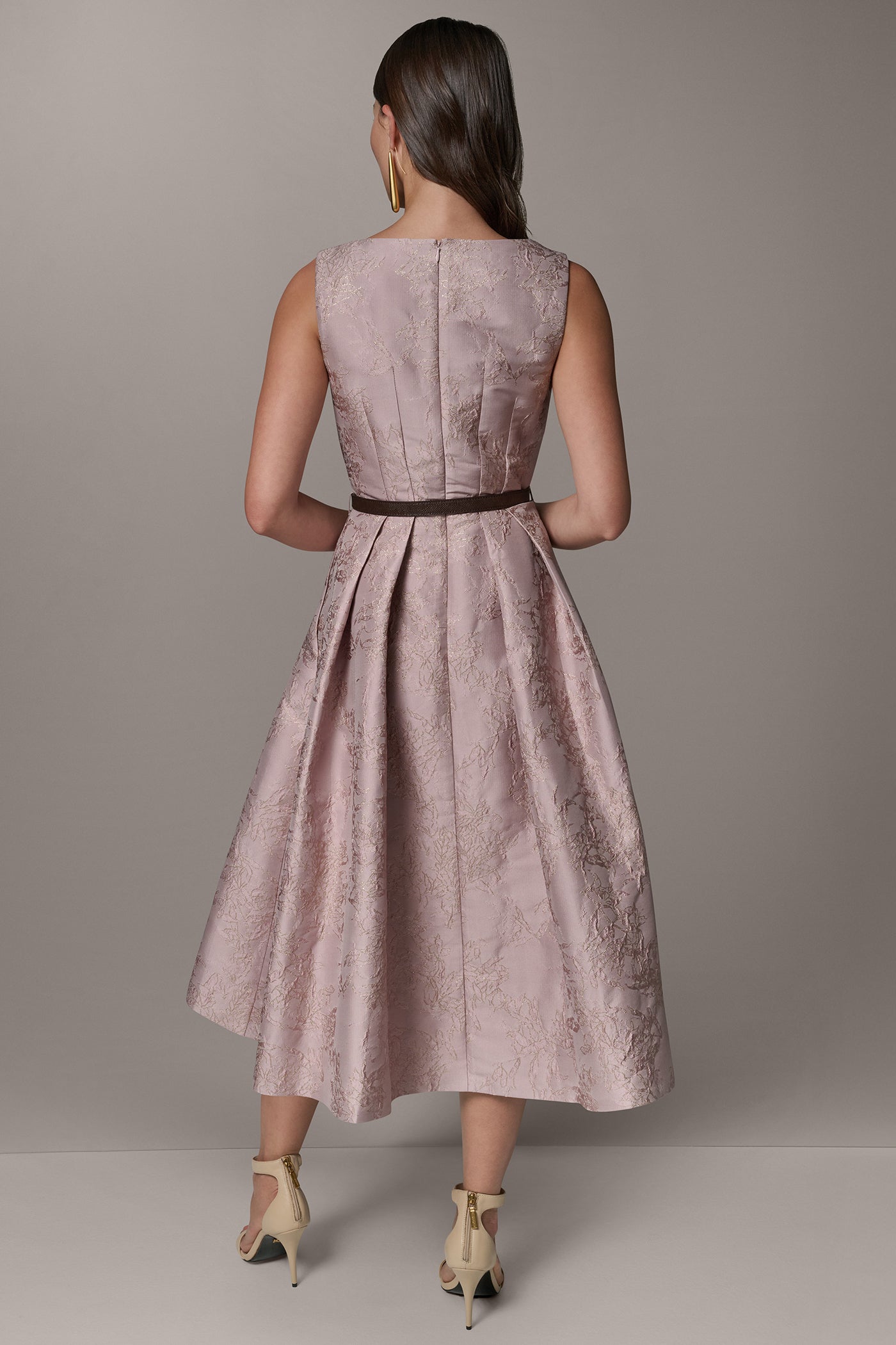Donna Karan | SLEEVELESS ASYMMETRIC MIDI FIT AND FLARE DRESS