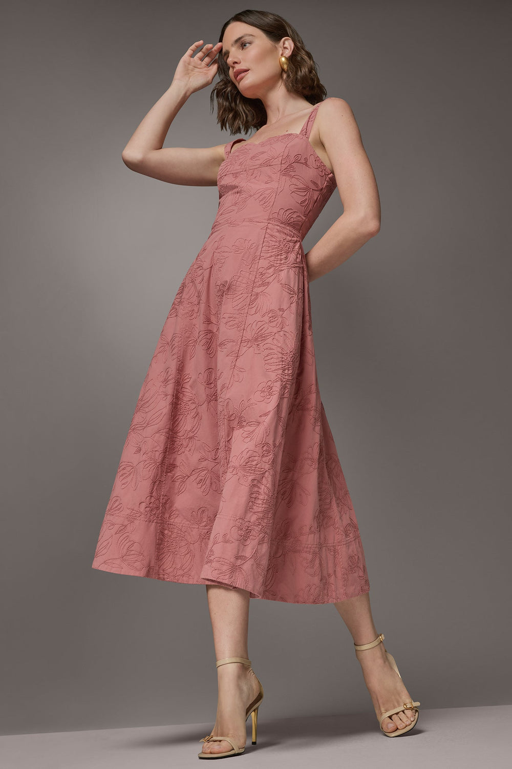 Donna Karan | SLEEVELESS MIDI FIT AND FLARE DRESS