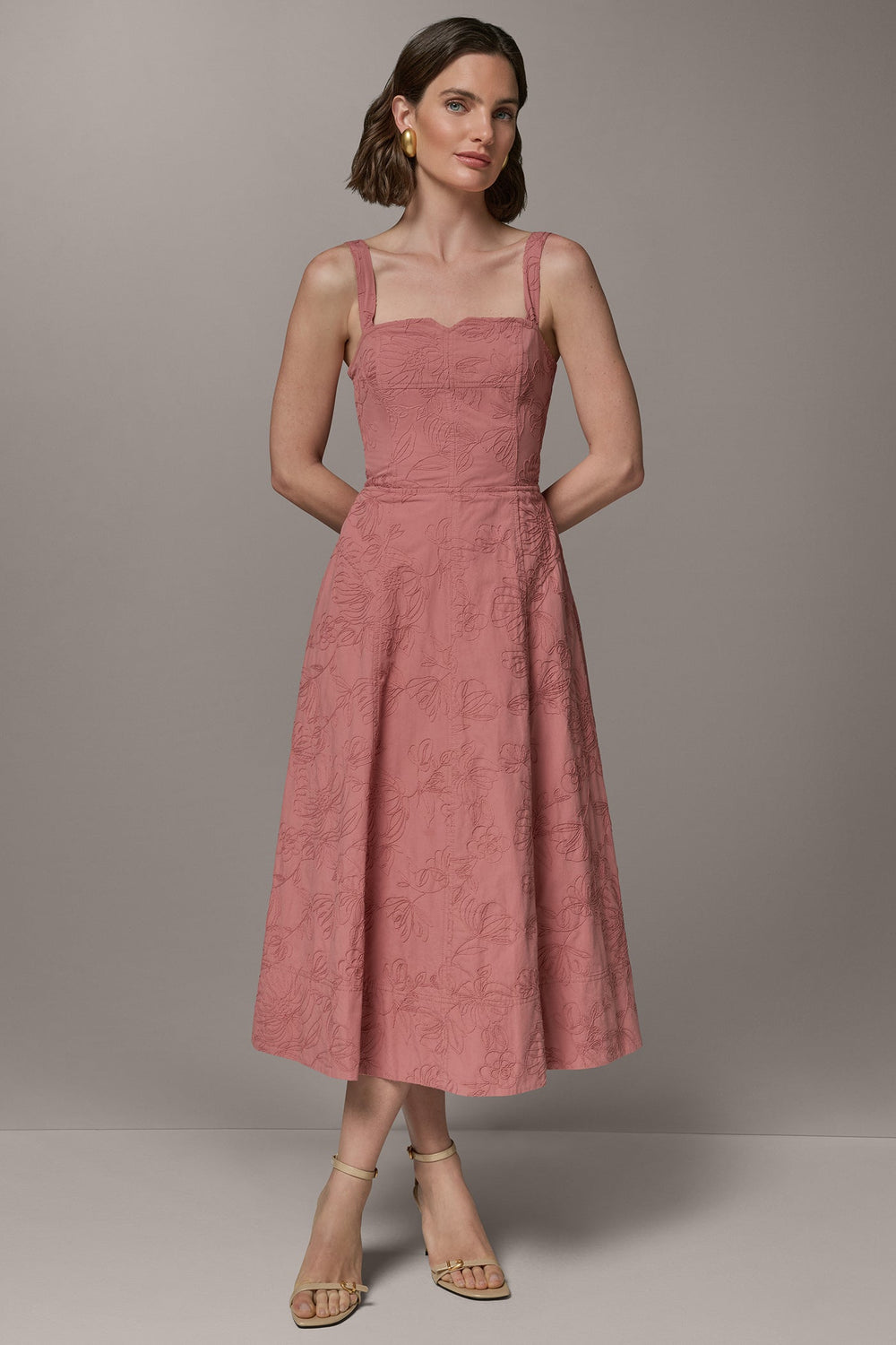 Donna Karan | SLEEVELESS MIDI FIT AND FLARE DRESS