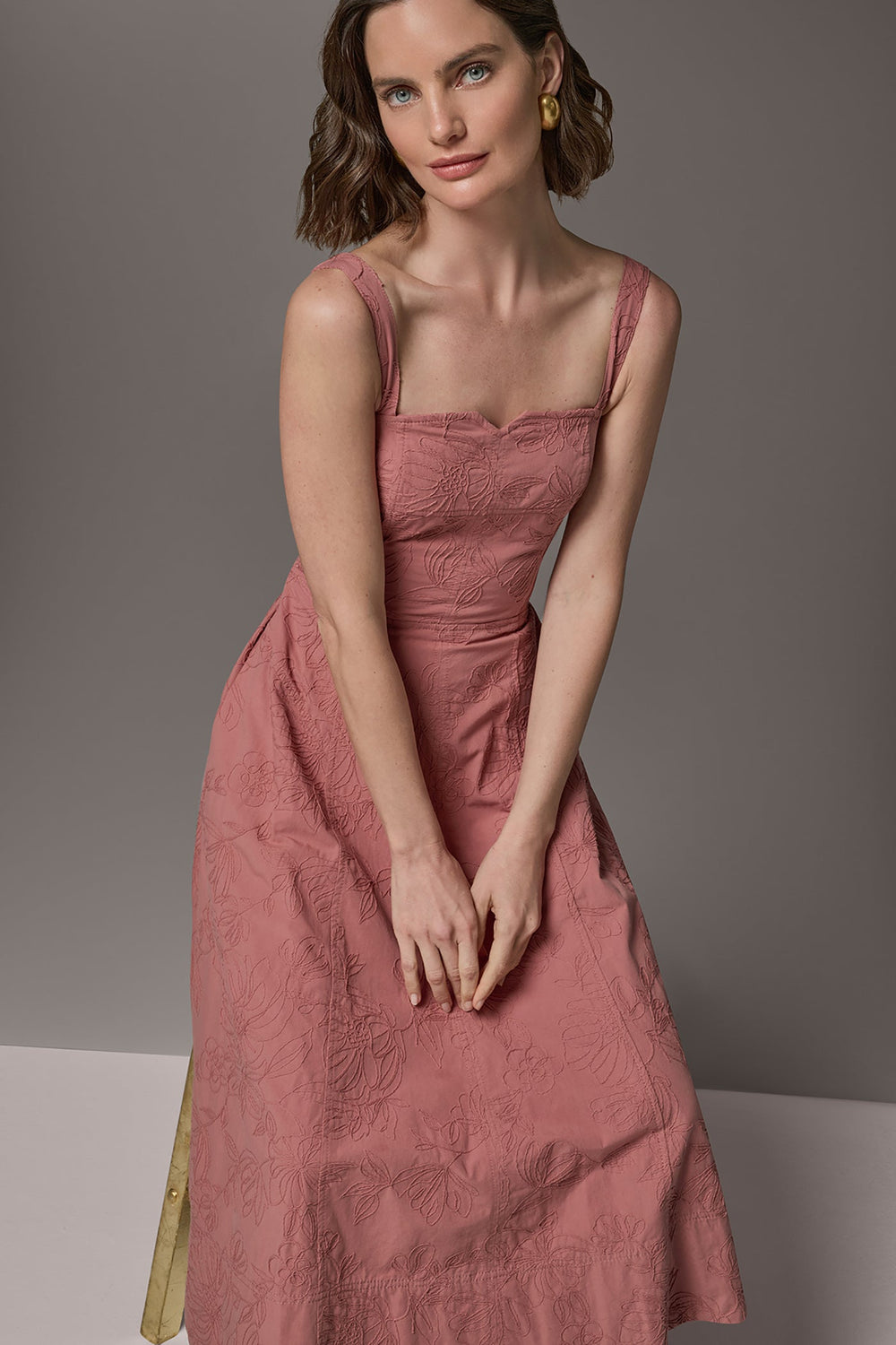 Donna Karan | SLEEVELESS MIDI FIT AND FLARE DRESS