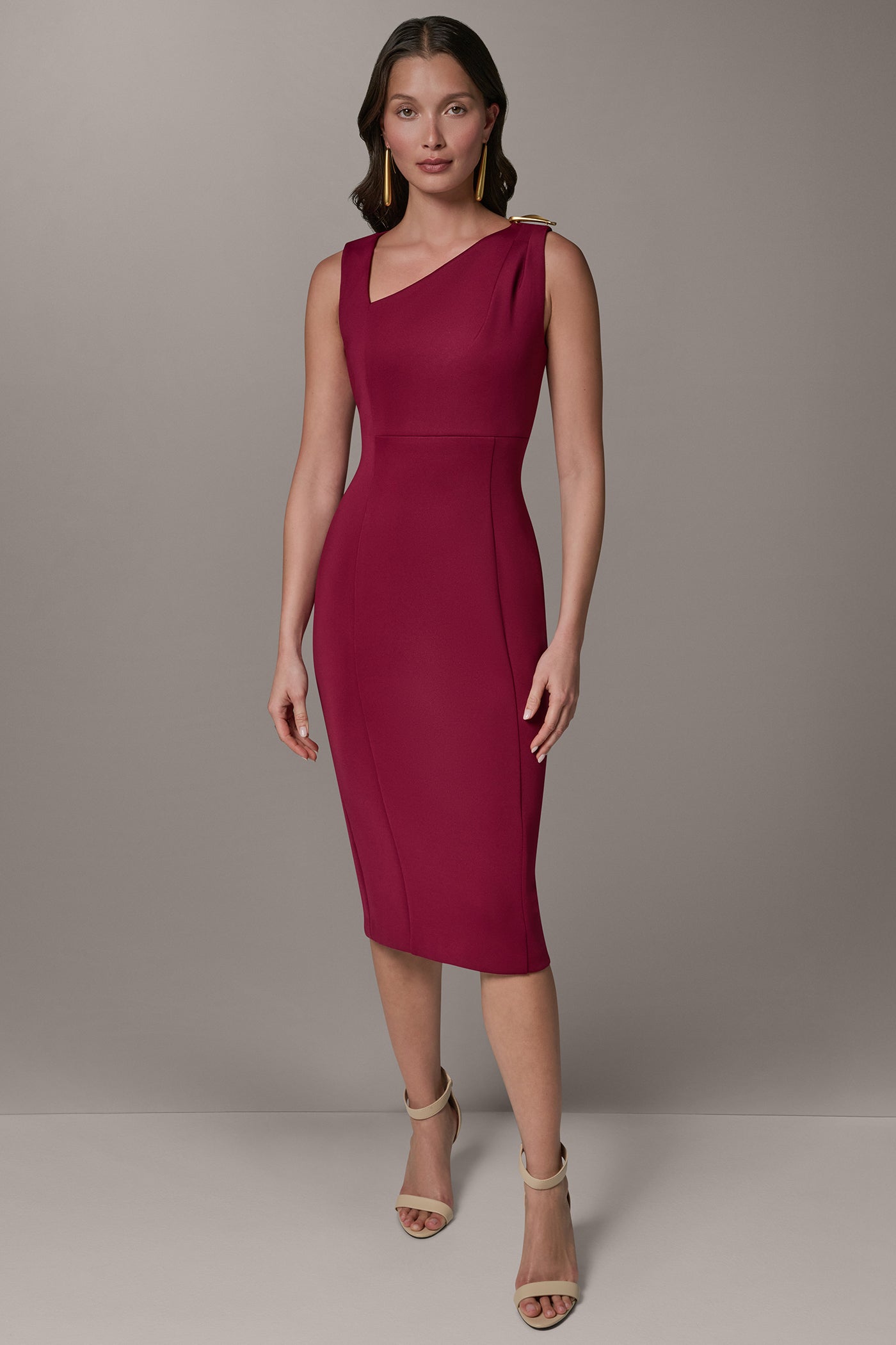 Donna Karan | SLEEVELESS ASYMMETRICAL SHEATH DRESS