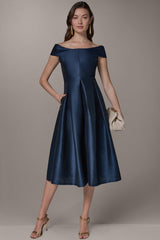 Donna Karan | OFF THE SHOULDER MIDI FIT AND FLARE DRESS