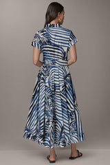 Donna Karan | SHORT SLEEVE TIE FRONT MAXI SHIRT DRESS