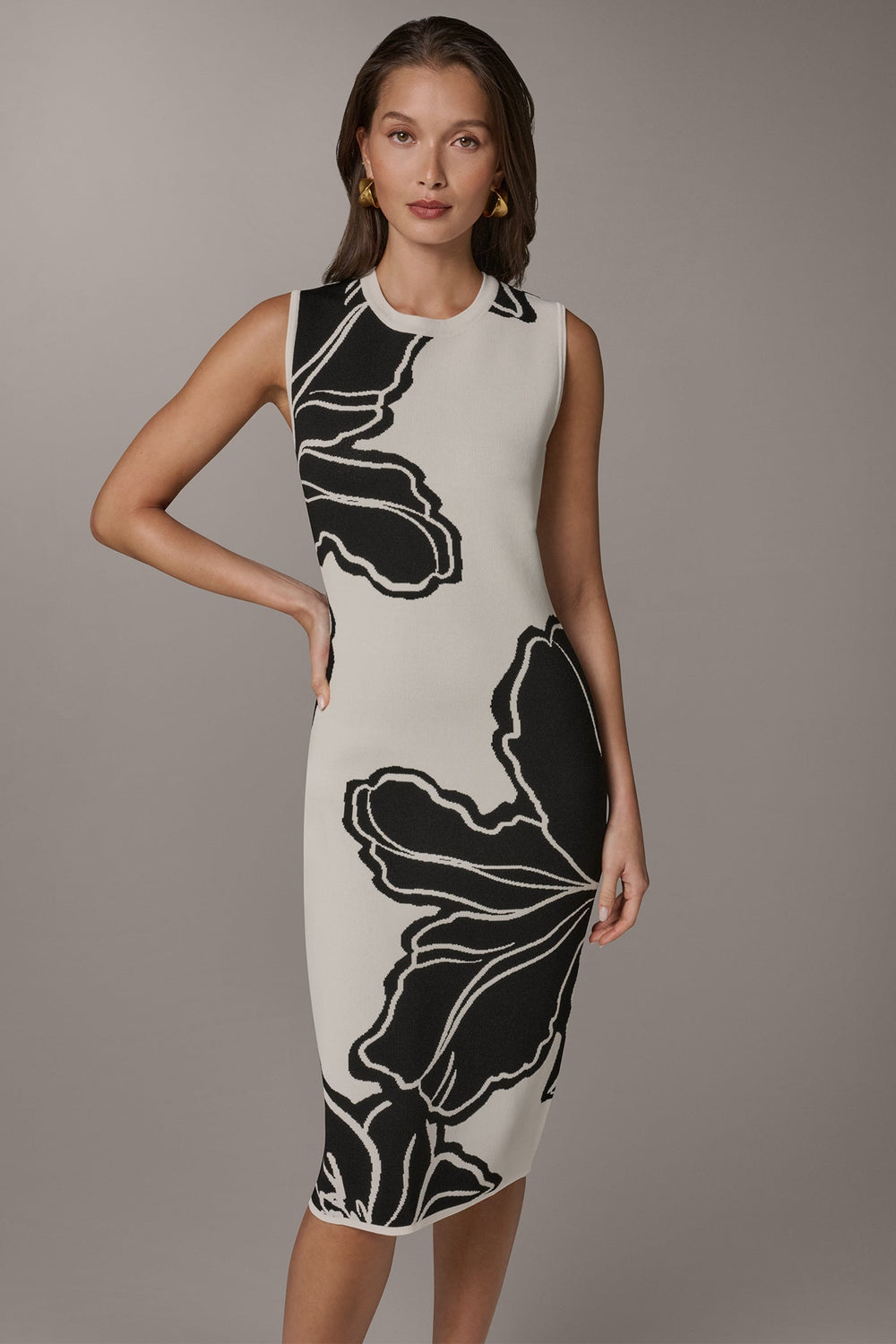 Donna Karan | SLEEVELESS MIDI SWEATER DRESS