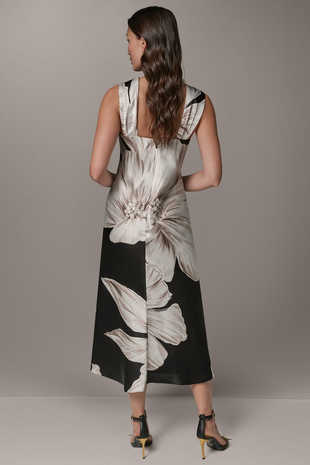 Donna Karan | SLEEVELESS ASYMMETRIC MIDI HALTER DRESS
