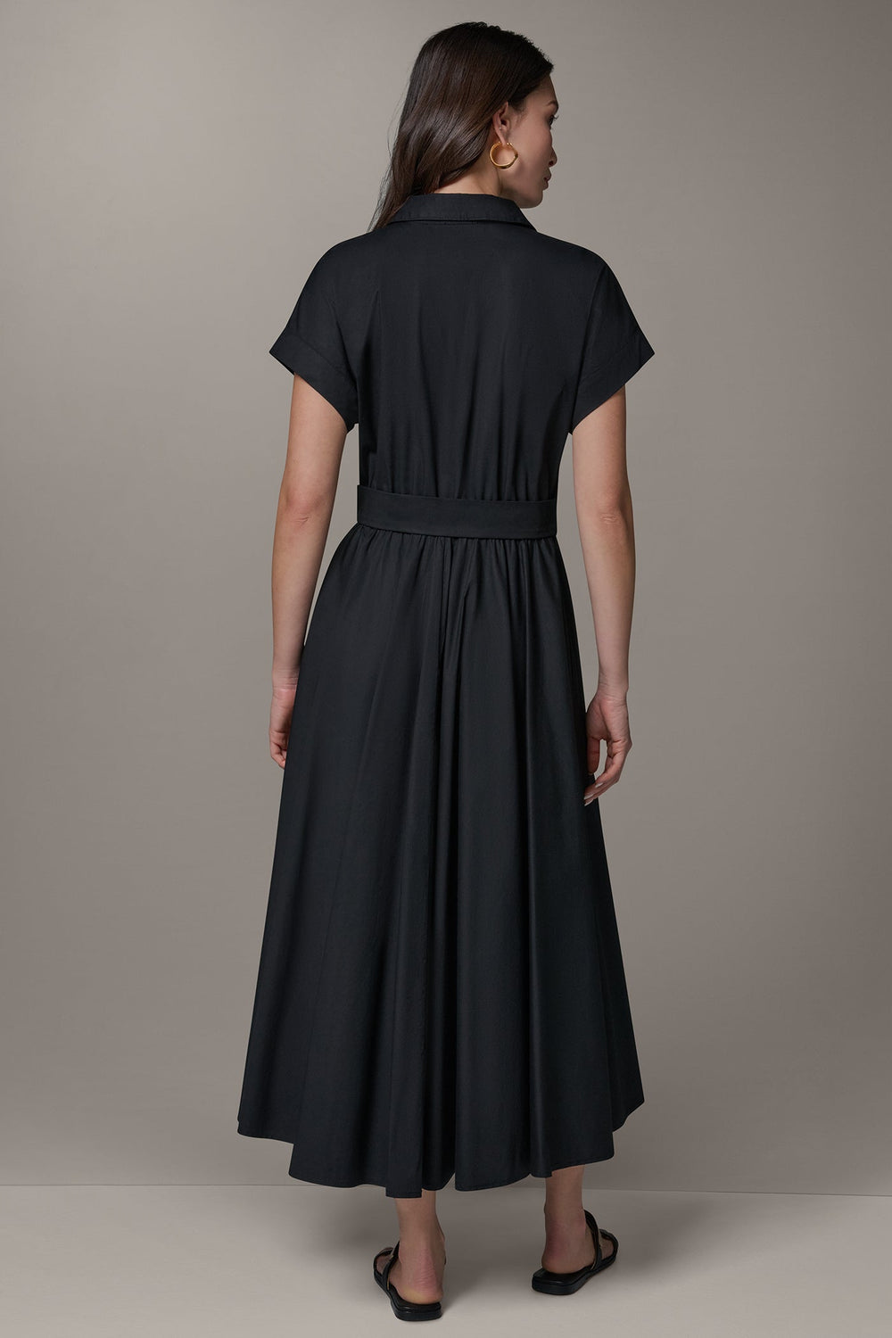 Donna Karan | SHORT SLEEVE TIE FRONT MAXI SHIRT DRESS