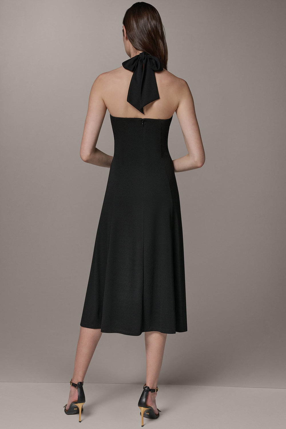 Donna Karan | SLEEVELESS MIDI A-LINE HALTER DRESS