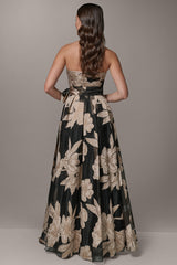 Donna Karan | STRAPLESS SWEETHEART METALLIC FLORAL BALL GOWN