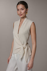 Donna Karan | WRAP-EFFECT CRINKLE TOP