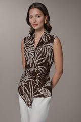 Donna Karan | FLORAL FAUX WRAP TOP