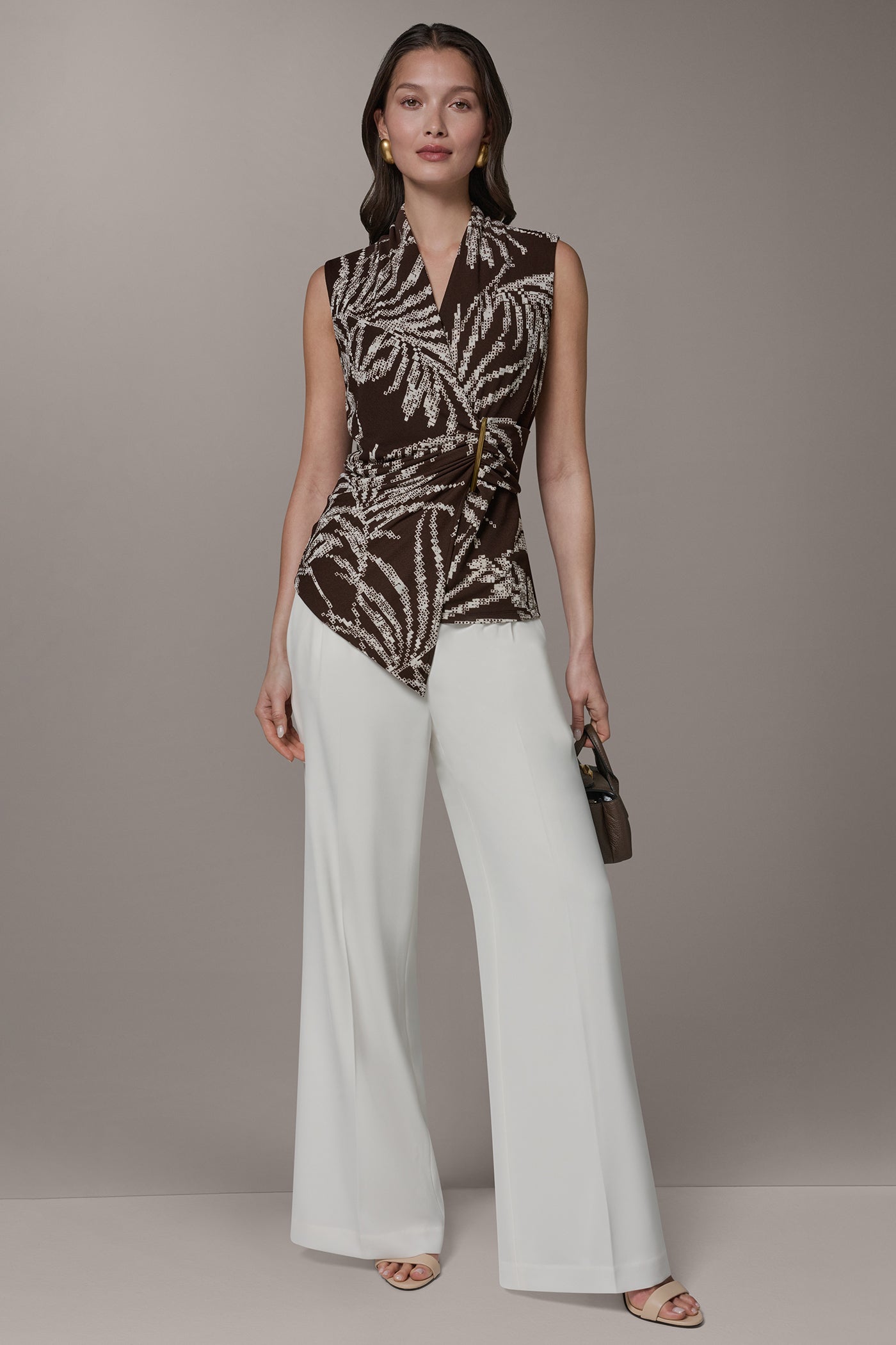Donna Karan | FLORAL FAUX WRAP TOP
