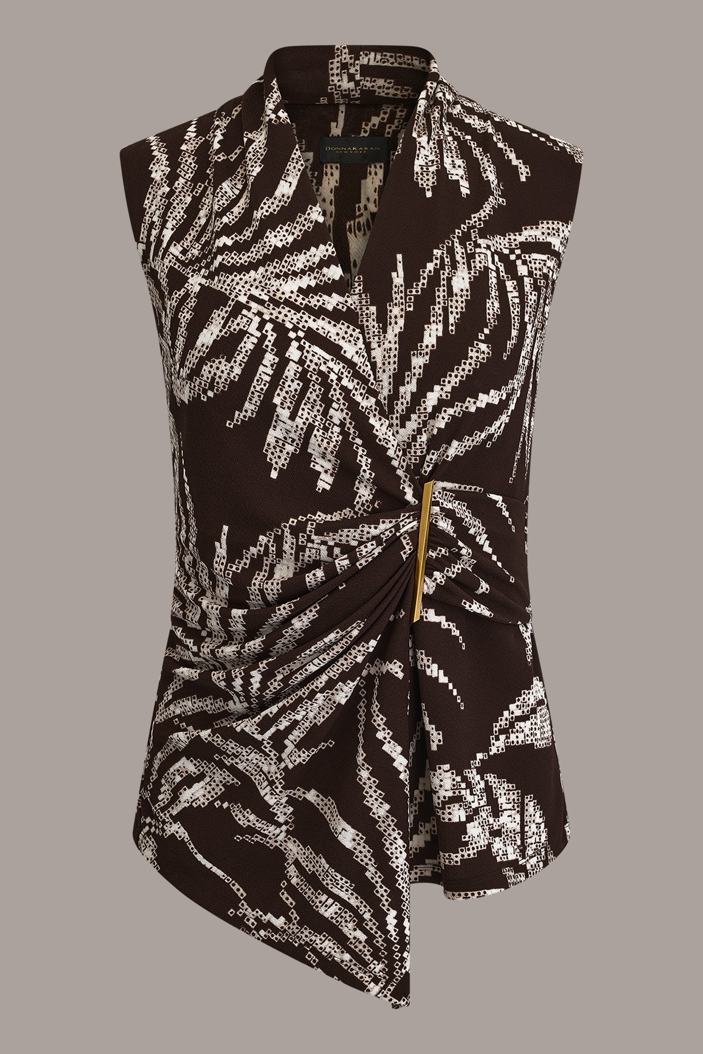 Donna Karan | FLORAL FAUX WRAP TOP