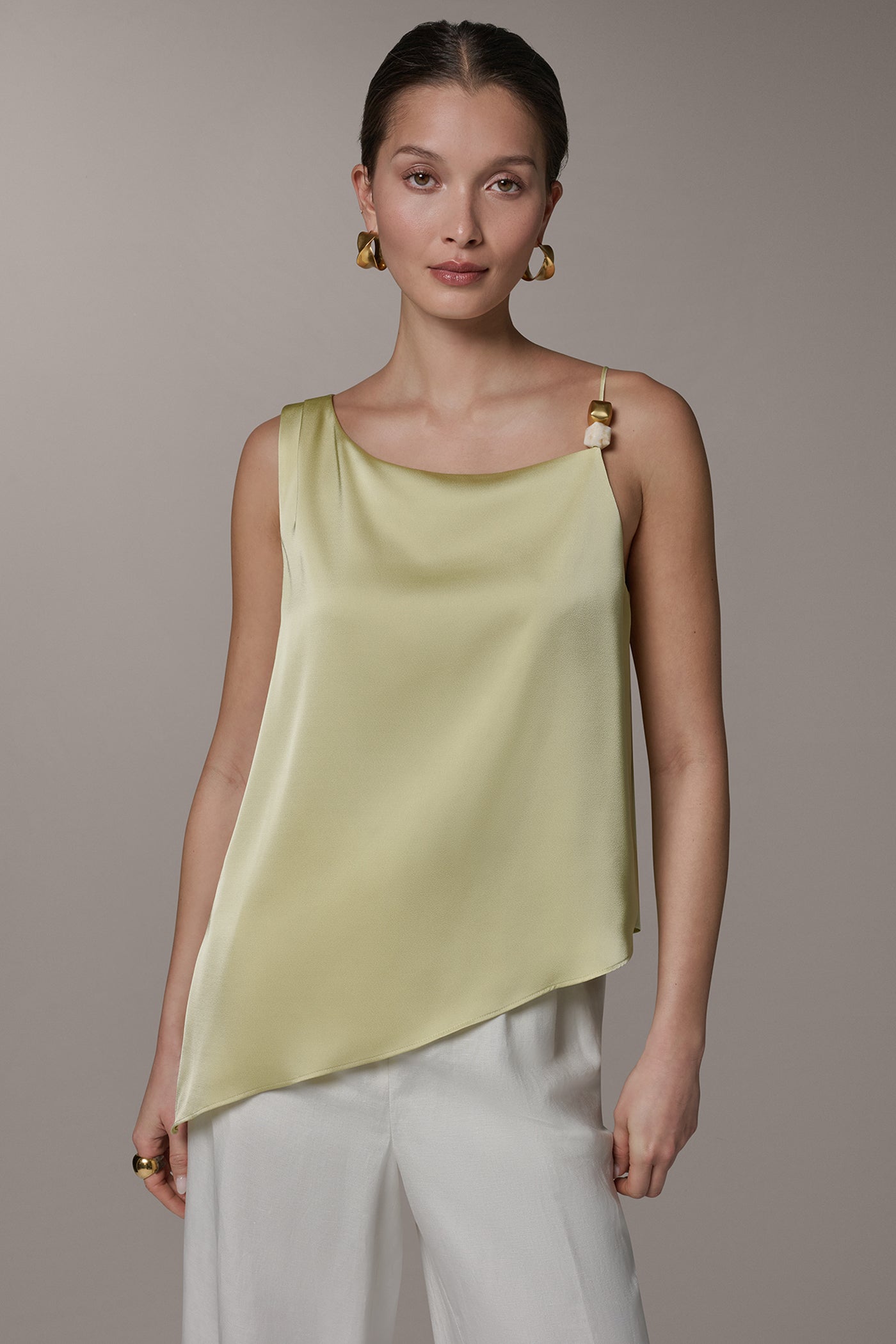 Donna Karan | SLEEVELESS ASYMMETRIC BEAD TANK