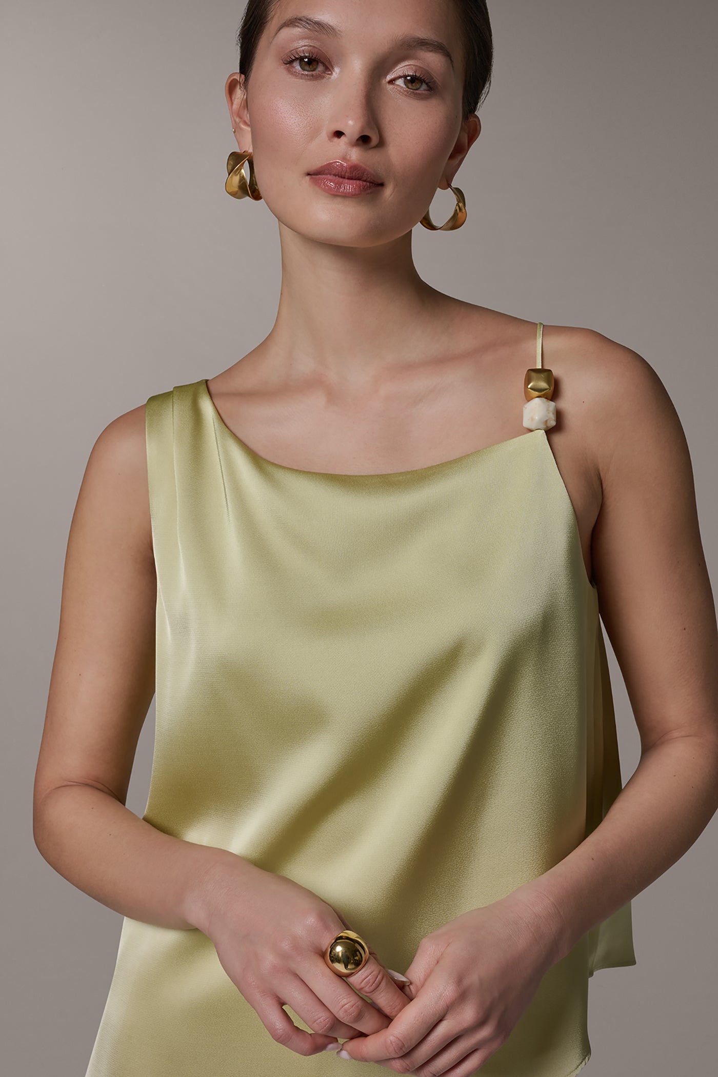 Donna Karan | SLEEVELESS ASYMMETRIC BEAD TANK