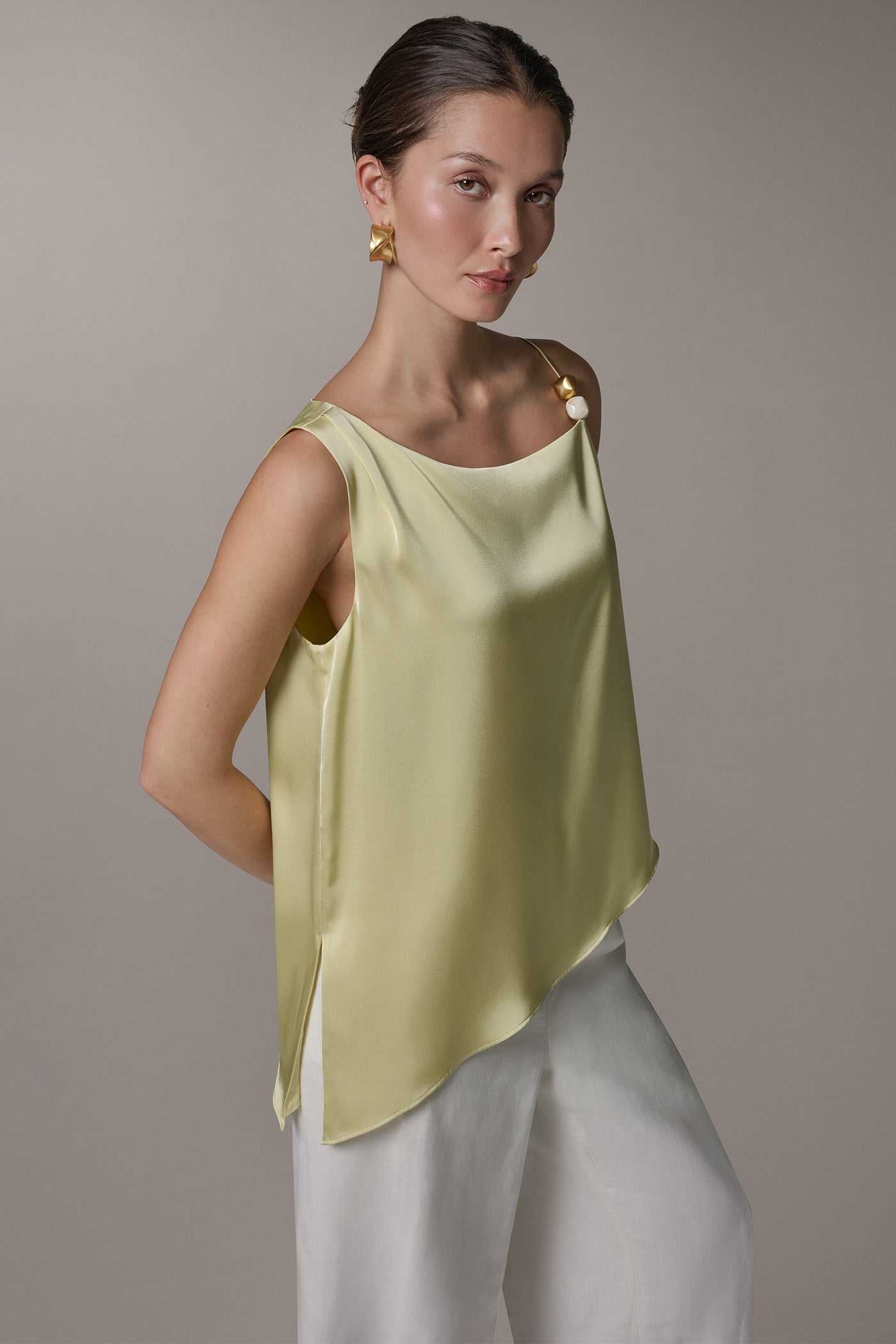 Donna Karan | SLEEVELESS ASYMMETRIC BEAD TANK