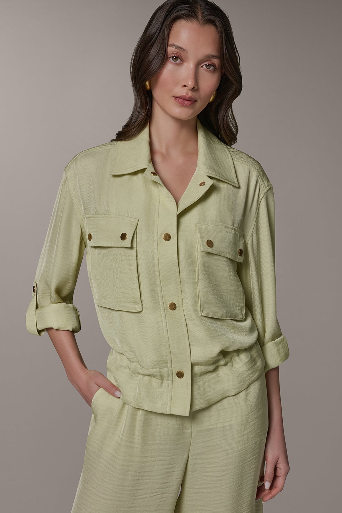 Donna Karan | LONG SLEEVE TIE WAIST SHIRT