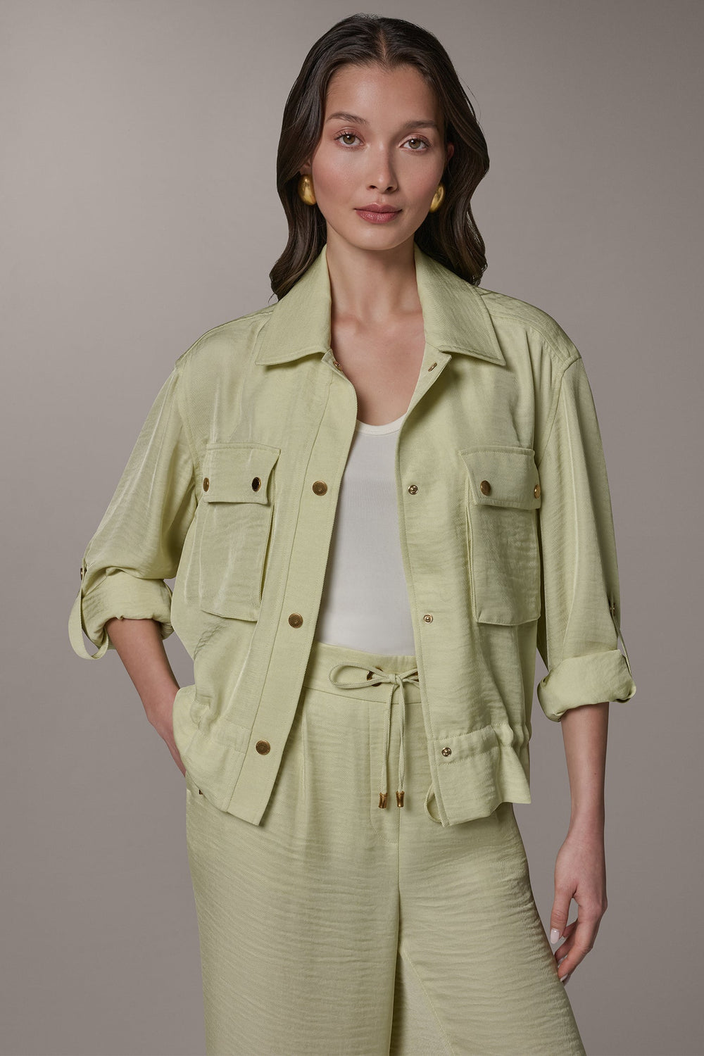 Donna Karan | LONG SLEEVE TIE WAIST SHIRT