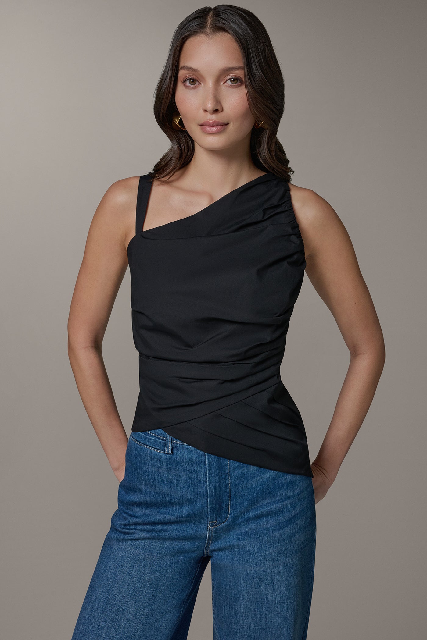 Donna Karan | SLEEVELESS ASYMMETRIC BLOUSE