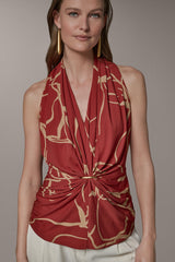 Donna Karan | RUCHED V-NECK TOP