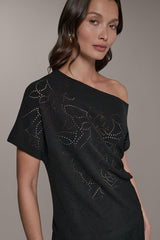 Donna Karan | SLEEVELESS ASYMMETRIC LASER CUT TOP