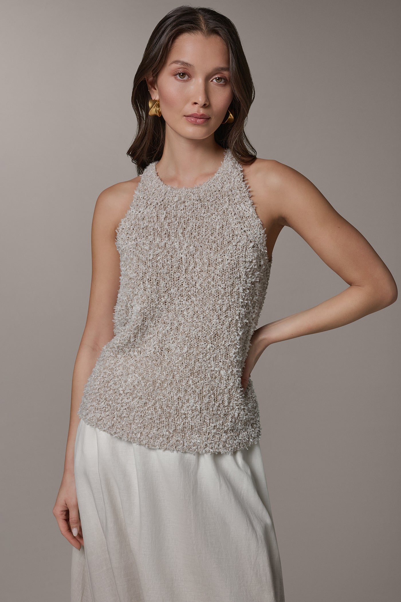 Donna Karan | SLEEVELESS HALTER SWEATER TANK