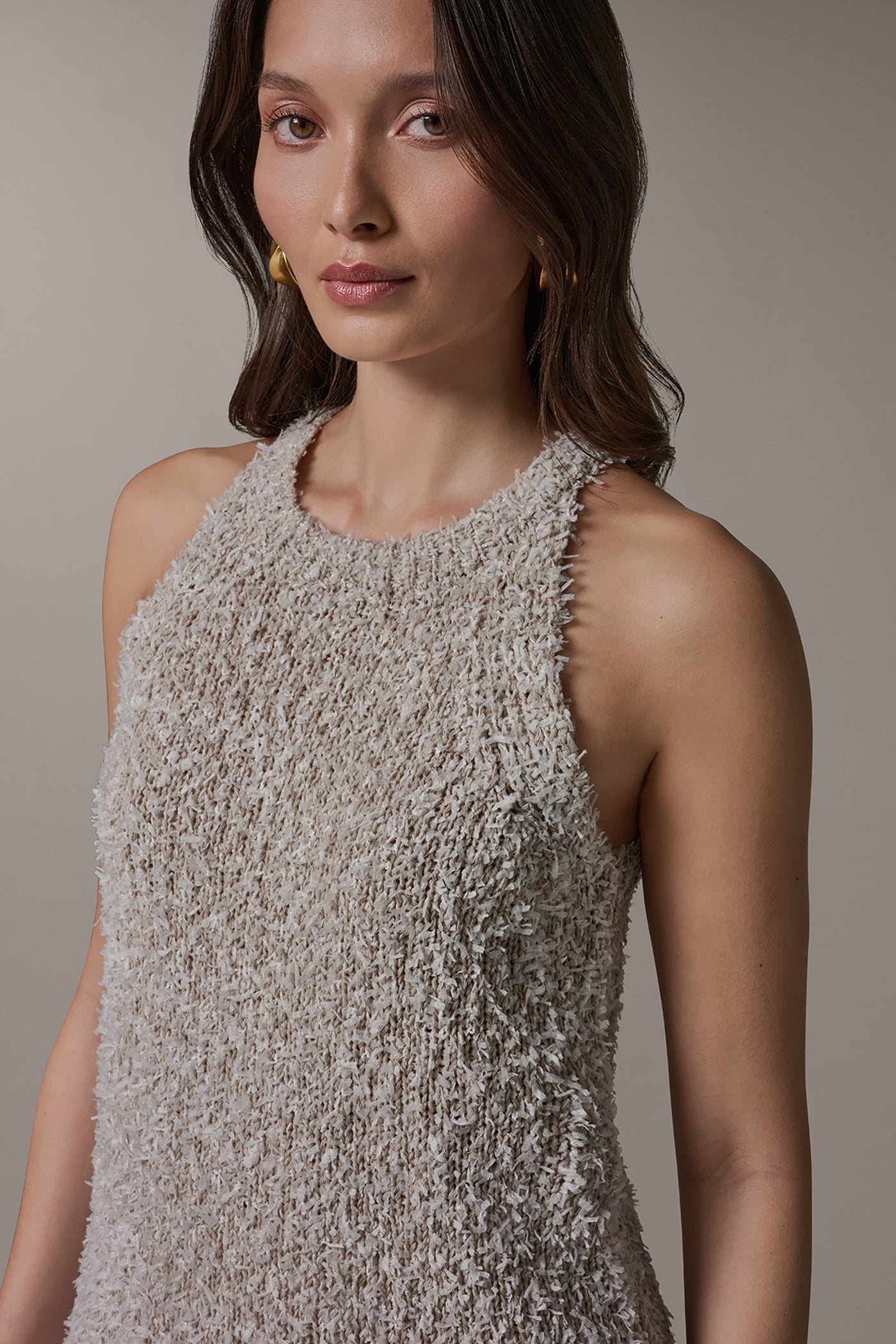 Donna Karan | SLEEVELESS HALTER SWEATER TANK