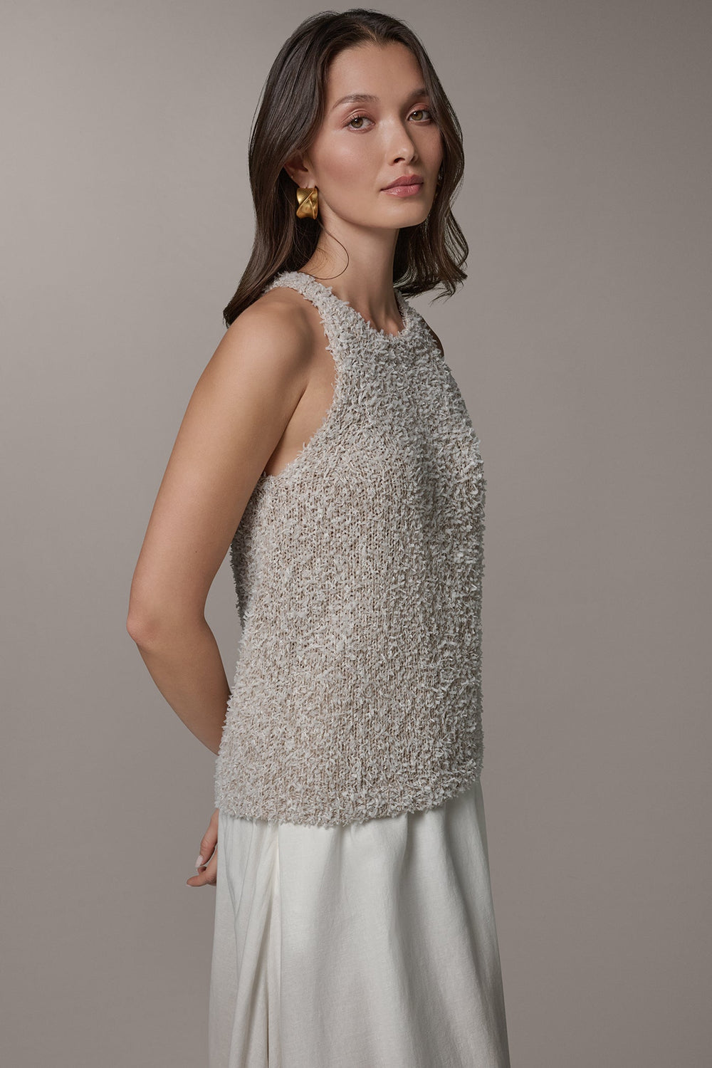 Donna Karan | SLEEVELESS HALTER SWEATER TANK