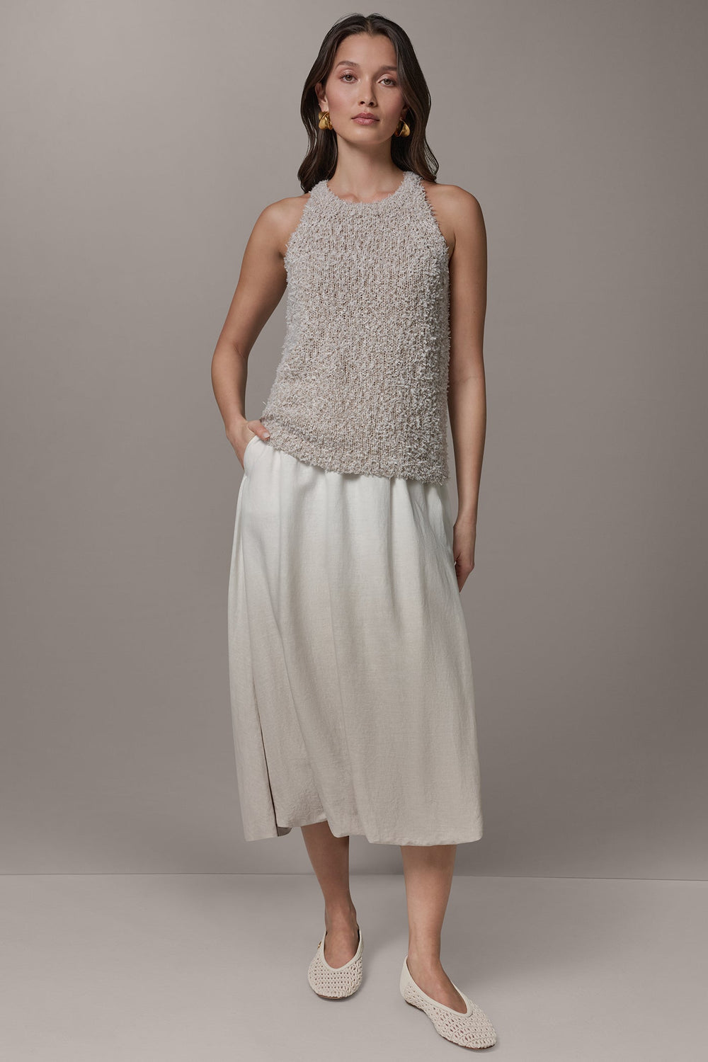 Donna Karan | SLEEVELESS HALTER SWEATER TANK