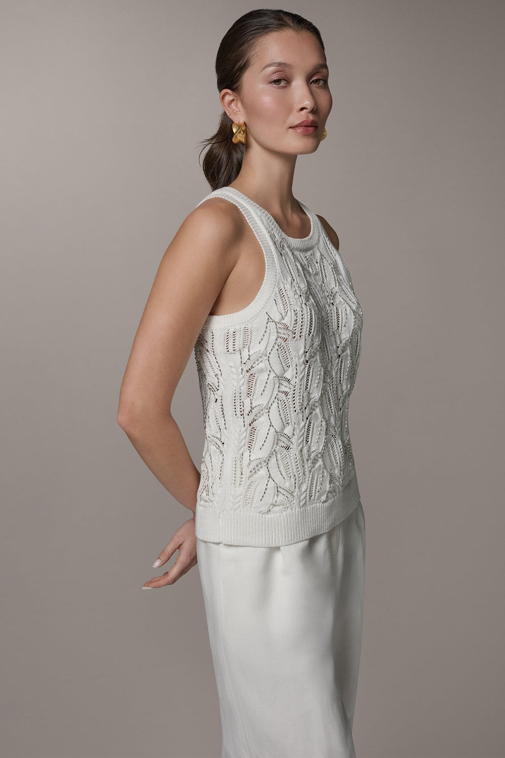 Donna Karan | SLEEVELESS SEQUIN SWEATER TANK