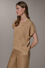 Donna Karan | SHORT SLEEVE GEOMETRIC SWEATER