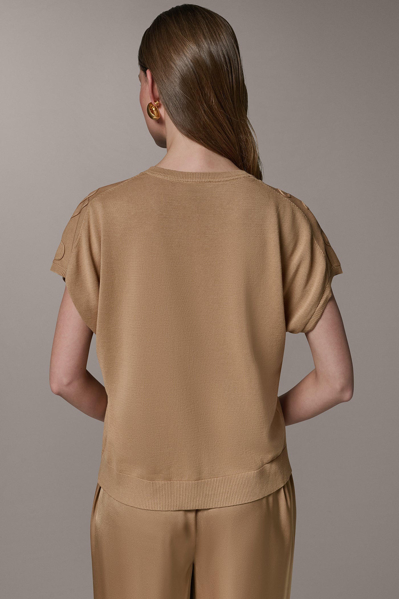 Donna Karan | SHORT SLEEVE GEOMETRIC SWEATER