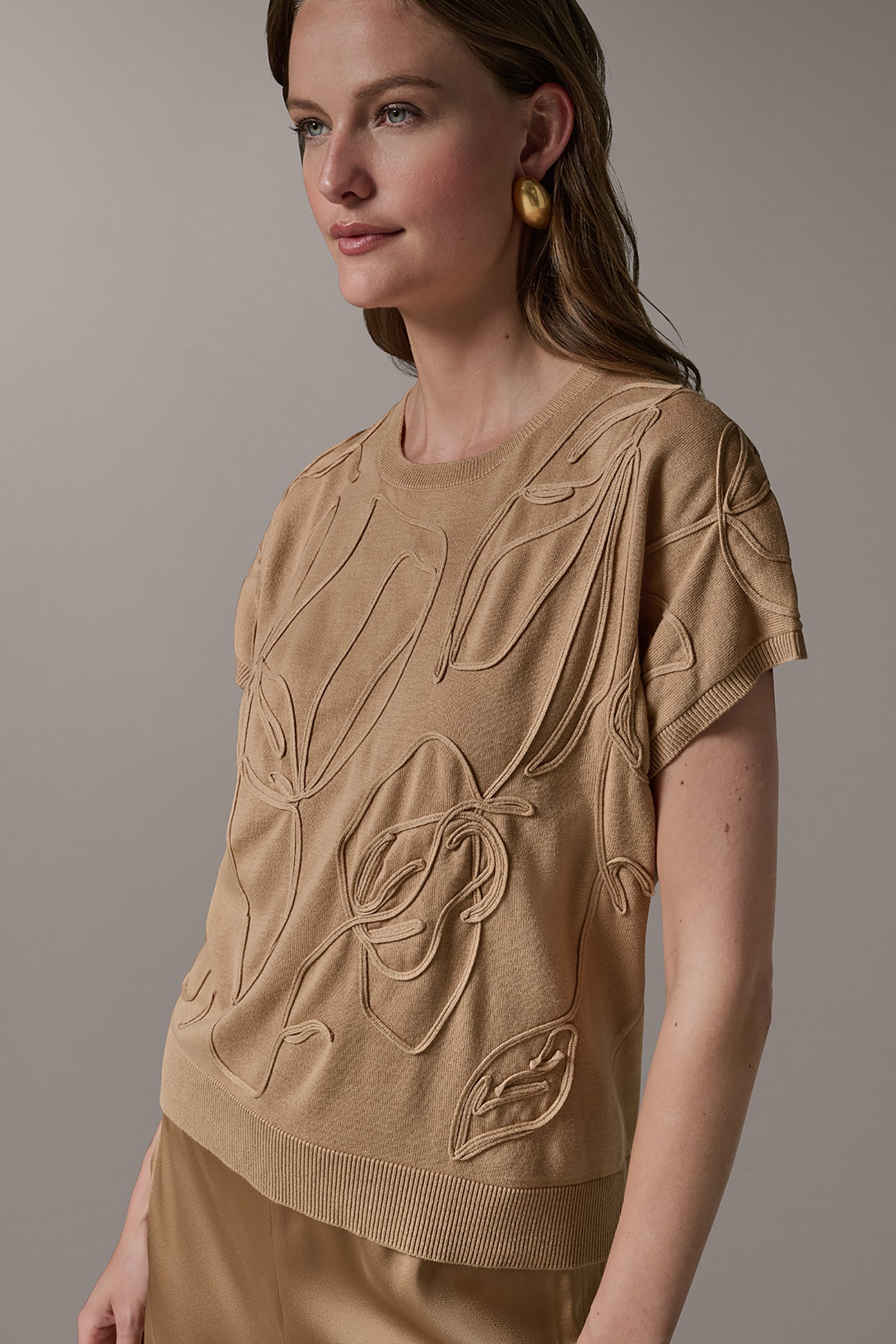 Donna Karan | SHORT SLEEVE GEOMETRIC SWEATER