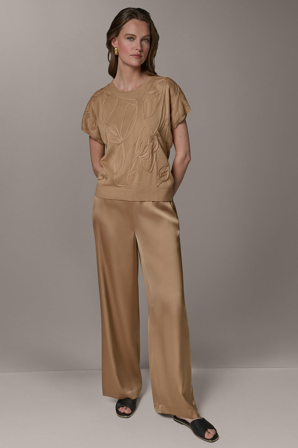 Donna Karan | SHORT SLEEVE GEOMETRIC SWEATER
