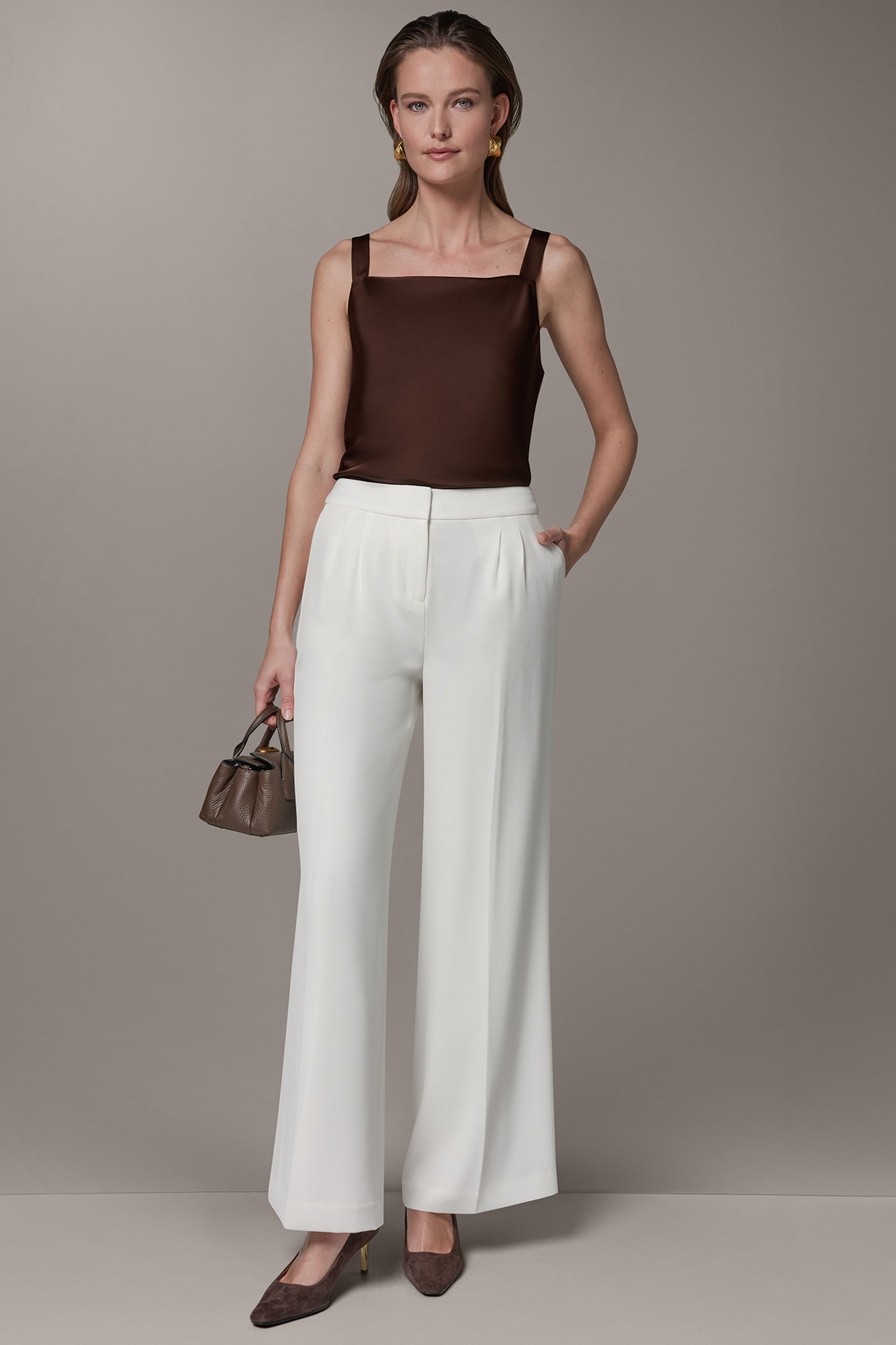 Donna Karan | MID-RISE PLEATED WIDE-LEG PANT