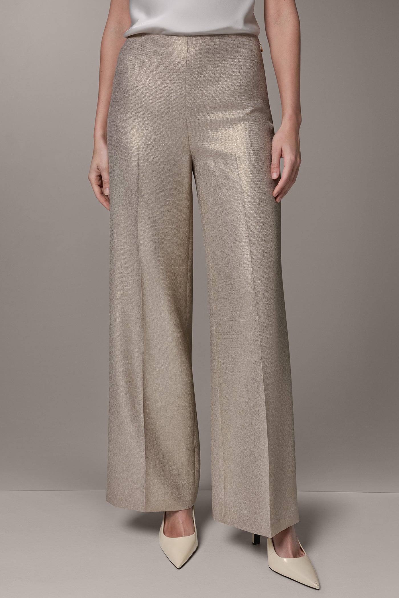 Donna Karan | EXTRA HIGH-RISE METALLIC WIDE-LEG PANT