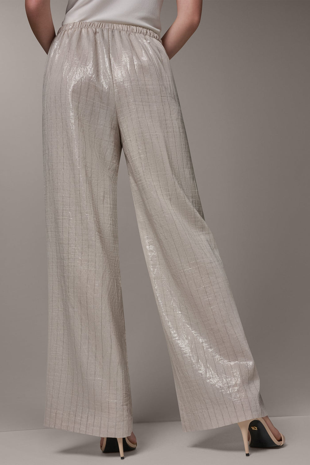 Donna Karan | HIGH-RISE METALLIC PINSTRIPE WIDE-LEG PANT