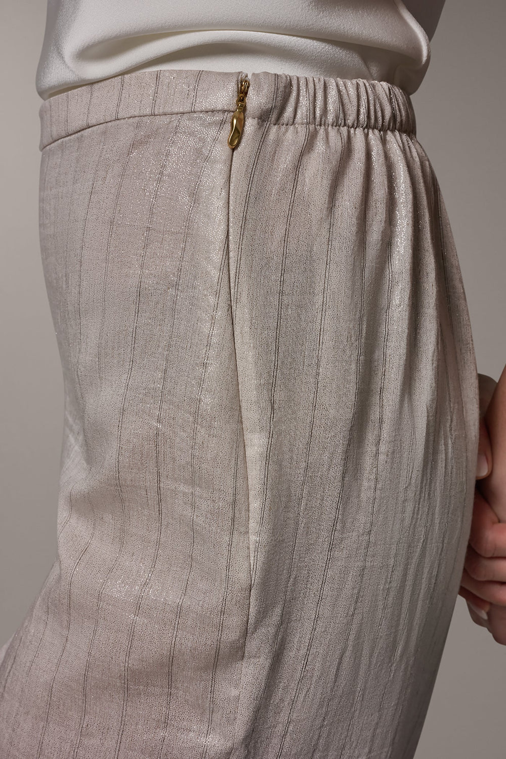 Donna Karan | HIGH-RISE METALLIC PINSTRIPE WIDE-LEG PANT