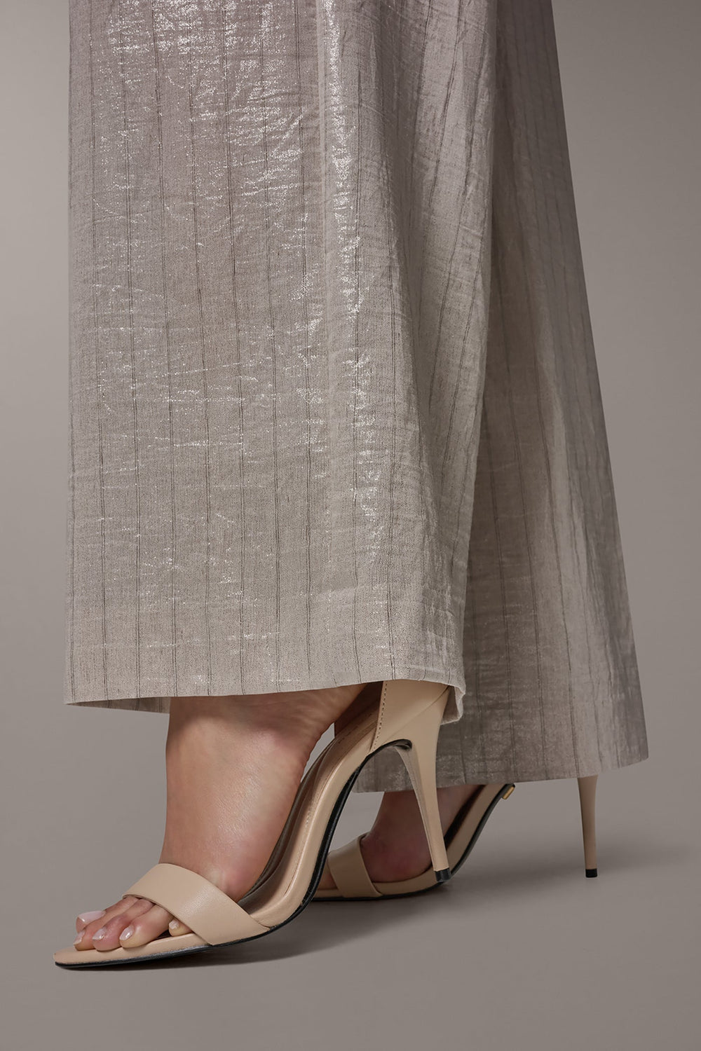 Donna Karan | HIGH-RISE METALLIC PINSTRIPE WIDE-LEG PANT