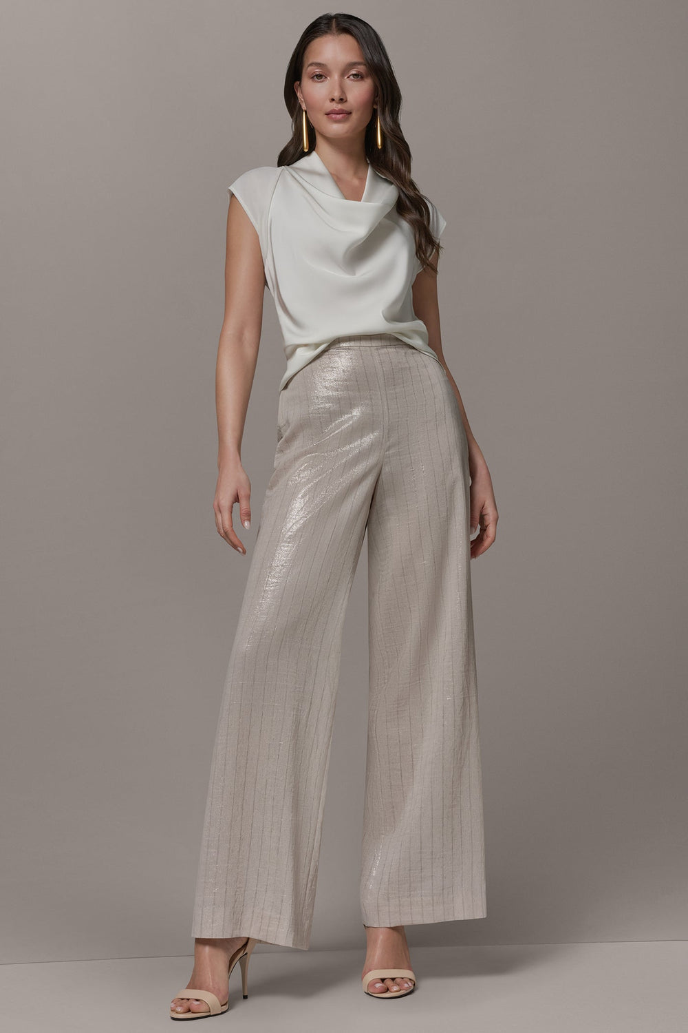 Donna Karan | HIGH-RISE METALLIC PINSTRIPE WIDE-LEG PANT