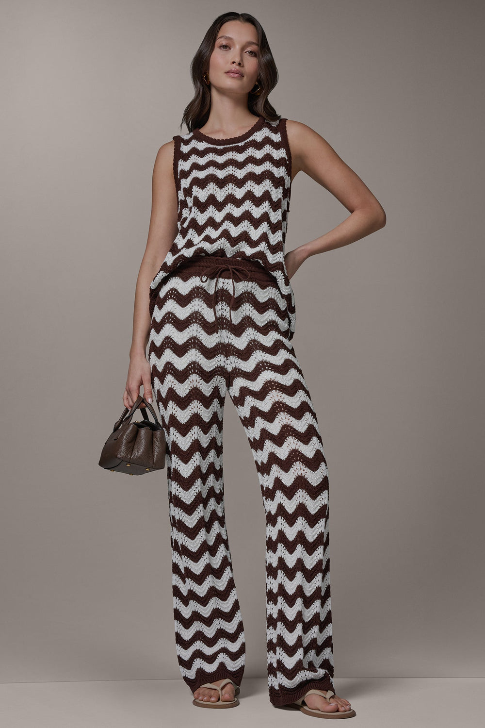 Donna Karan | HIGH-RISE POINTELLE STRIPE PULL ON PANT