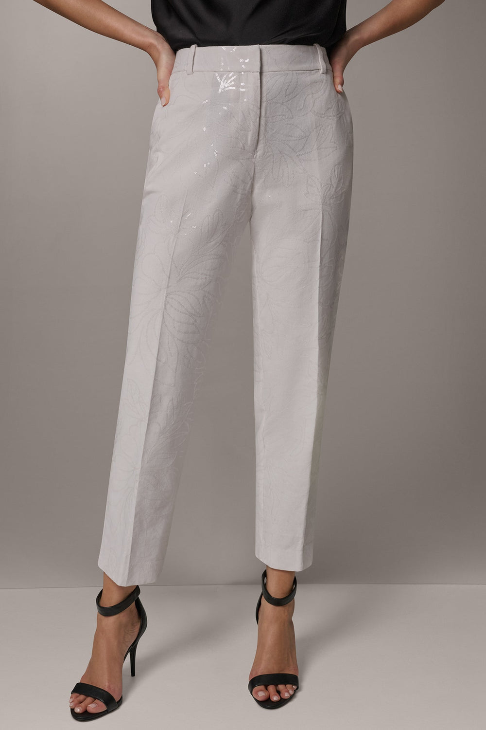 Donna Karan | MID-RISE SEQUIN EMBROIDERED STRAIGHT ANKLE PANT