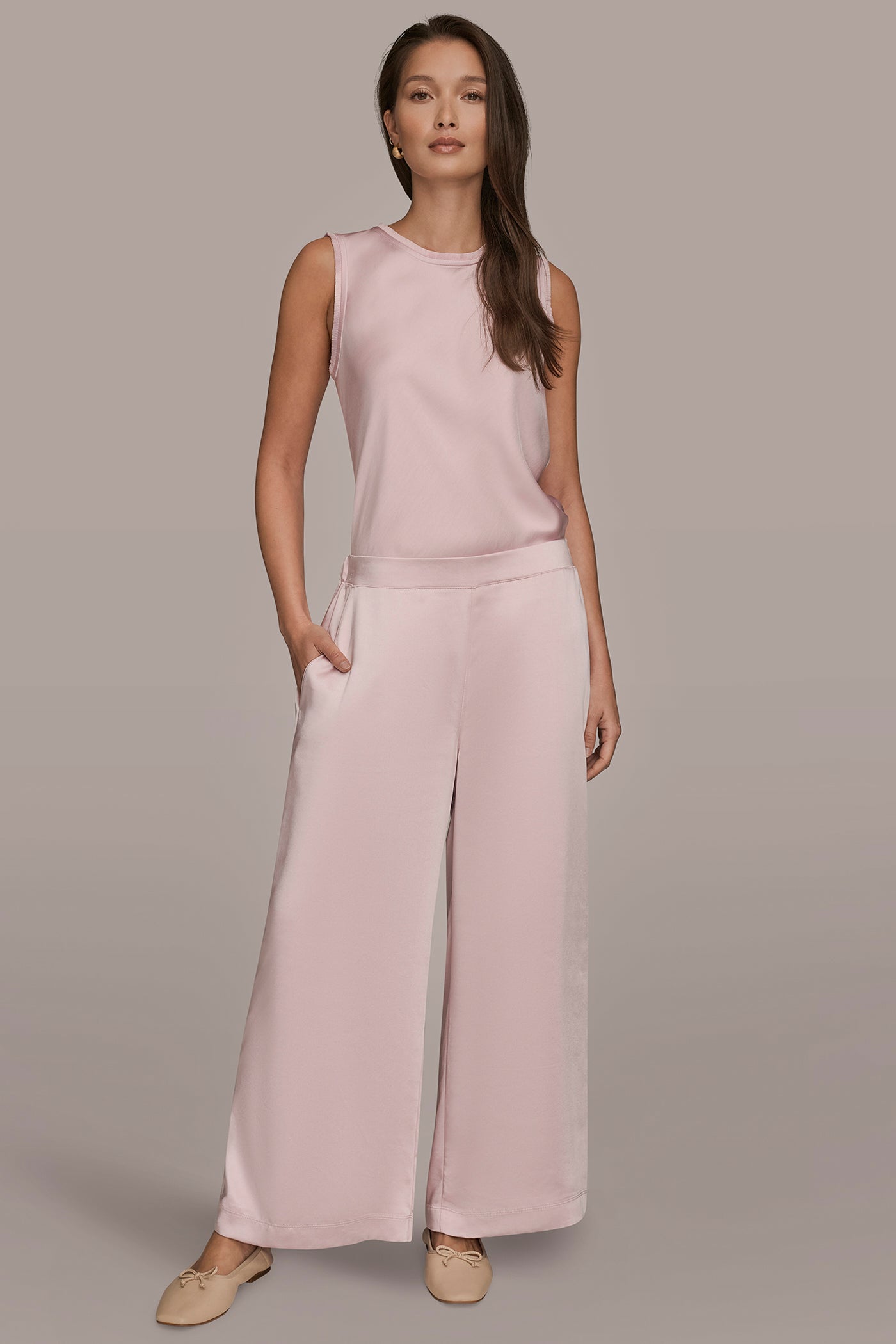 Donna Karan | SATIN MID-RISE RELAXED PANT