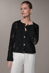 Donna Karan | BELL SLEEVE FLORAL CROCHET JACKET