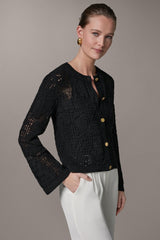 Donna Karan | BELL SLEEVE FLORAL CROCHET JACKET